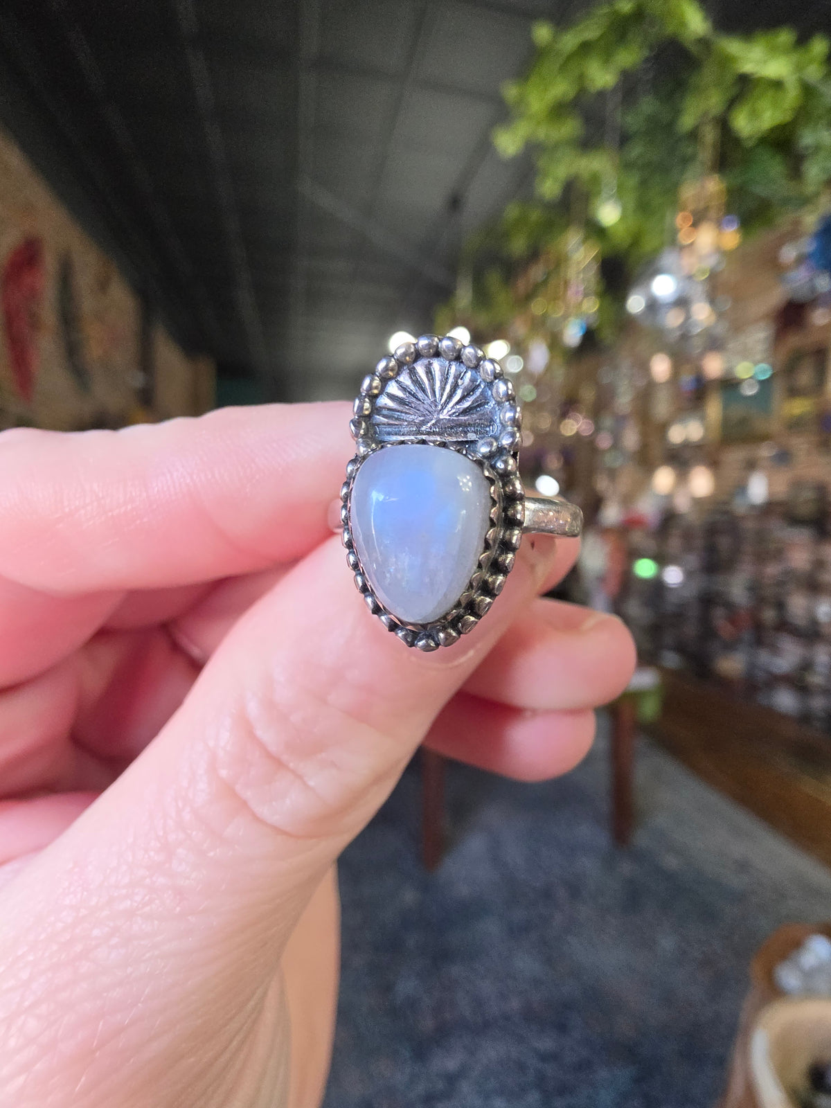 Rainbow Moonstone Ring Size 7