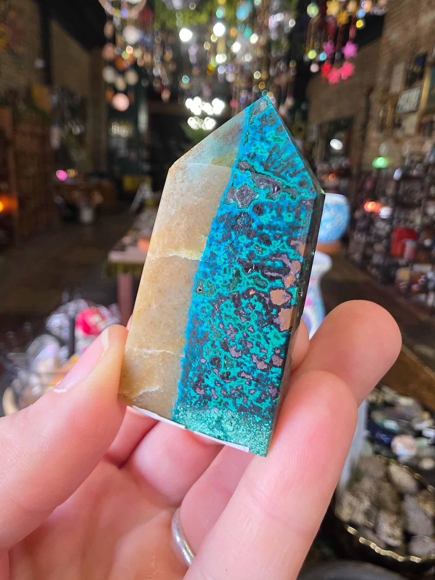 Chrysocolla, Malachite, Copper, and Quartzite Point