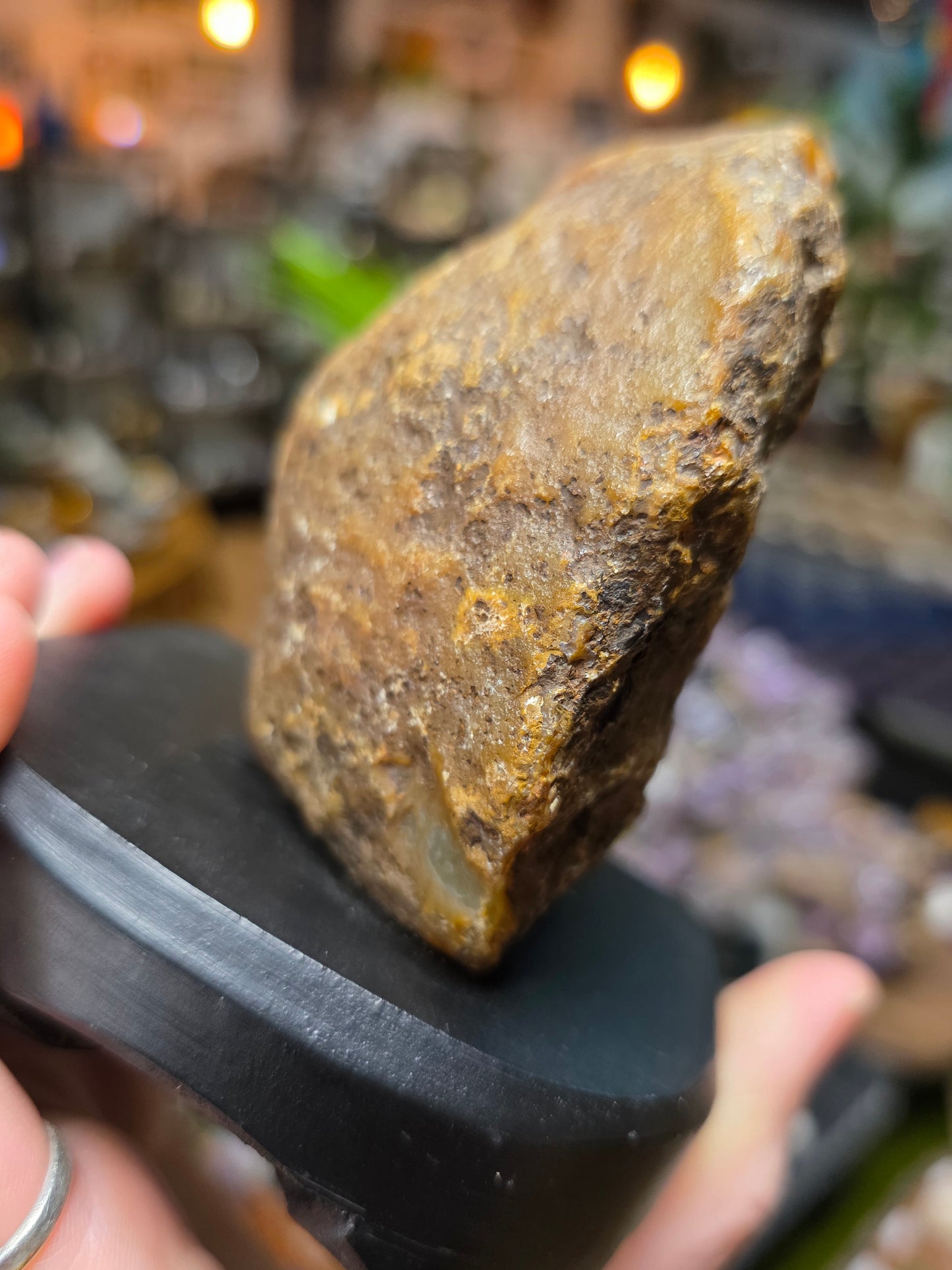 Agate Halve  on Wooden Stand