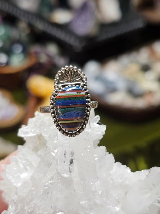 Size 8.5 Rainbow Calsilica Ring