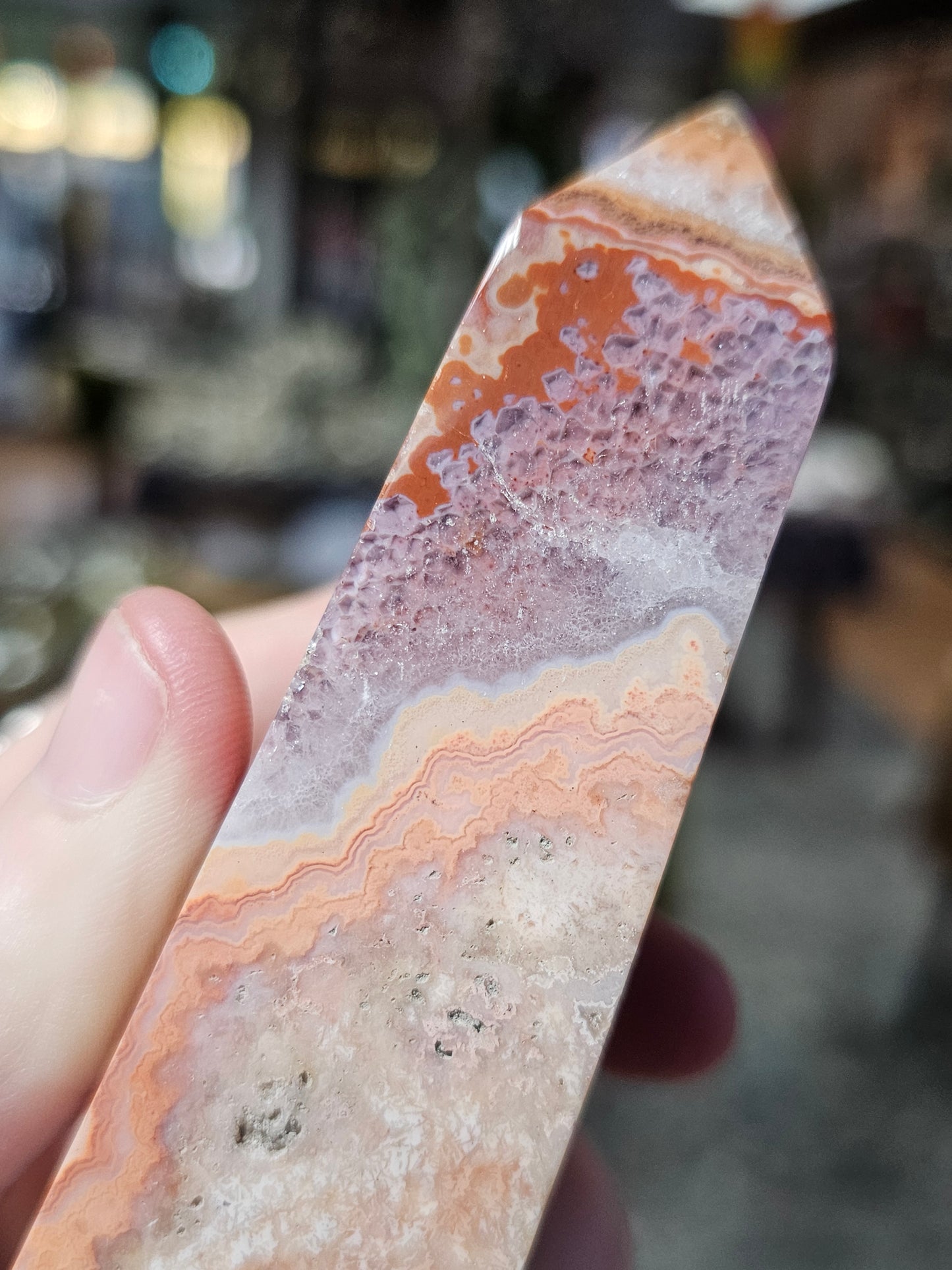 Pink Java Lace Agate tower