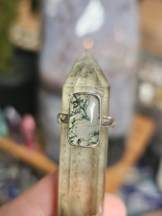 Size 7 Moss Agate ring