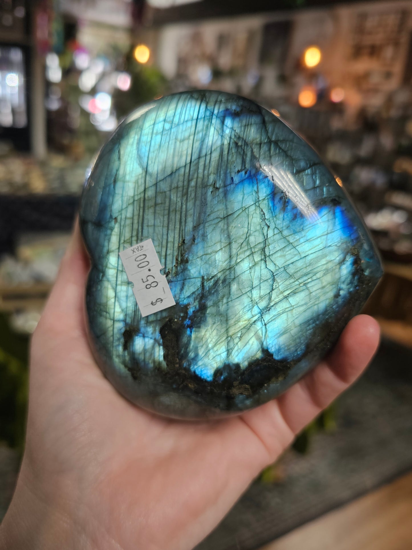 Labradorite Heart on Metal Stand