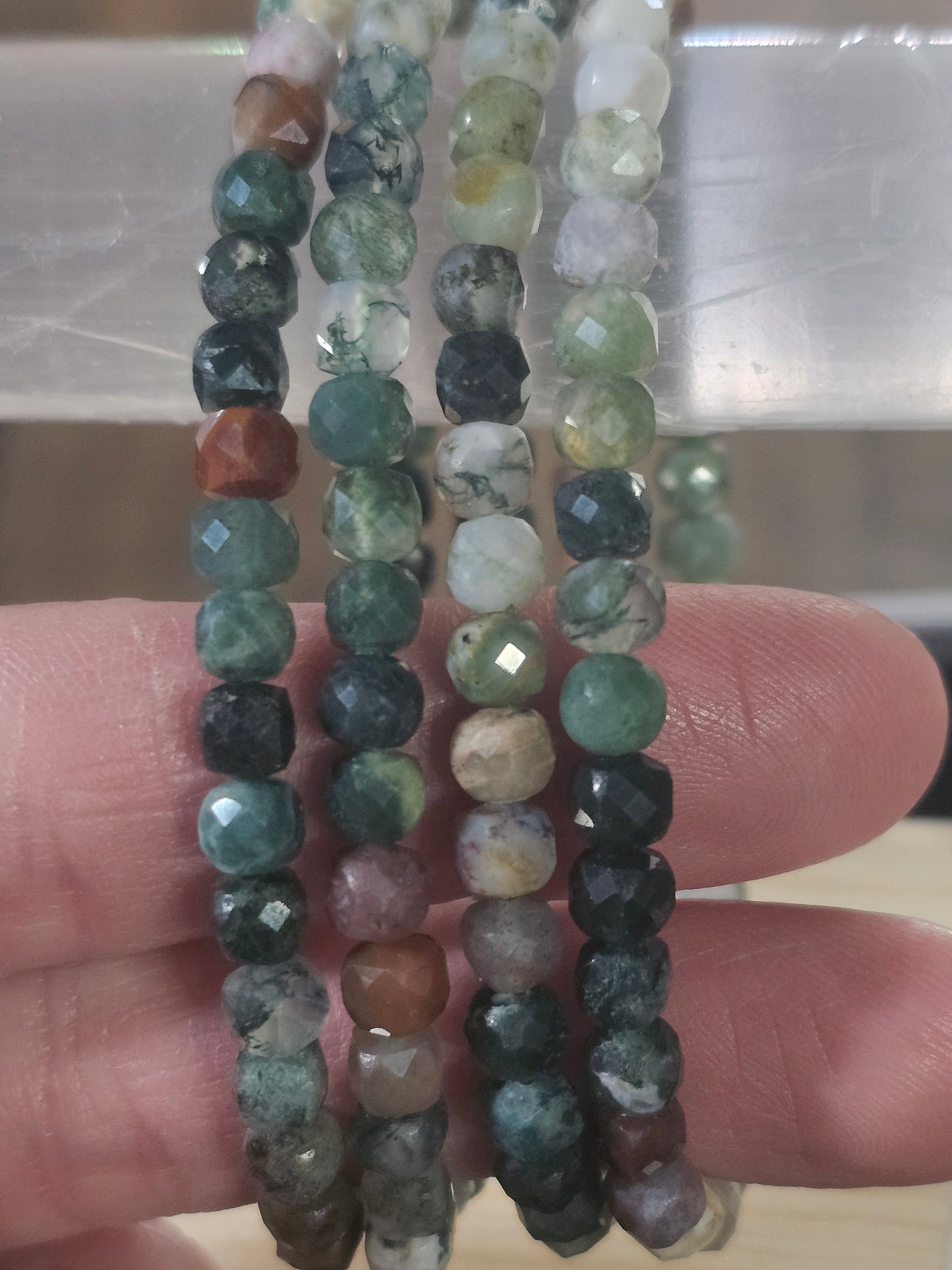 India Agate Faceted Stretch Bracelet