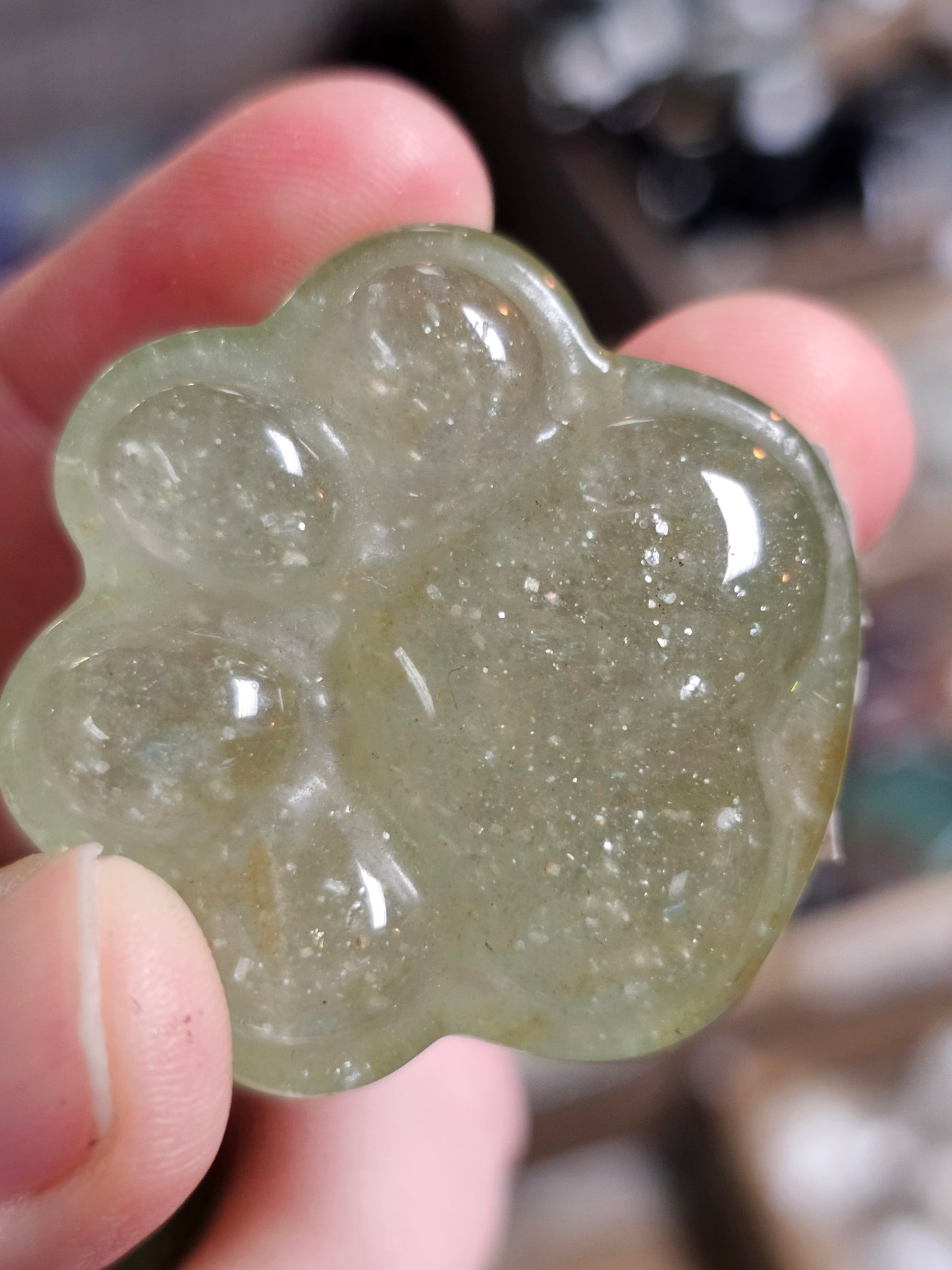 Green Strawberry Quartz Paw Print