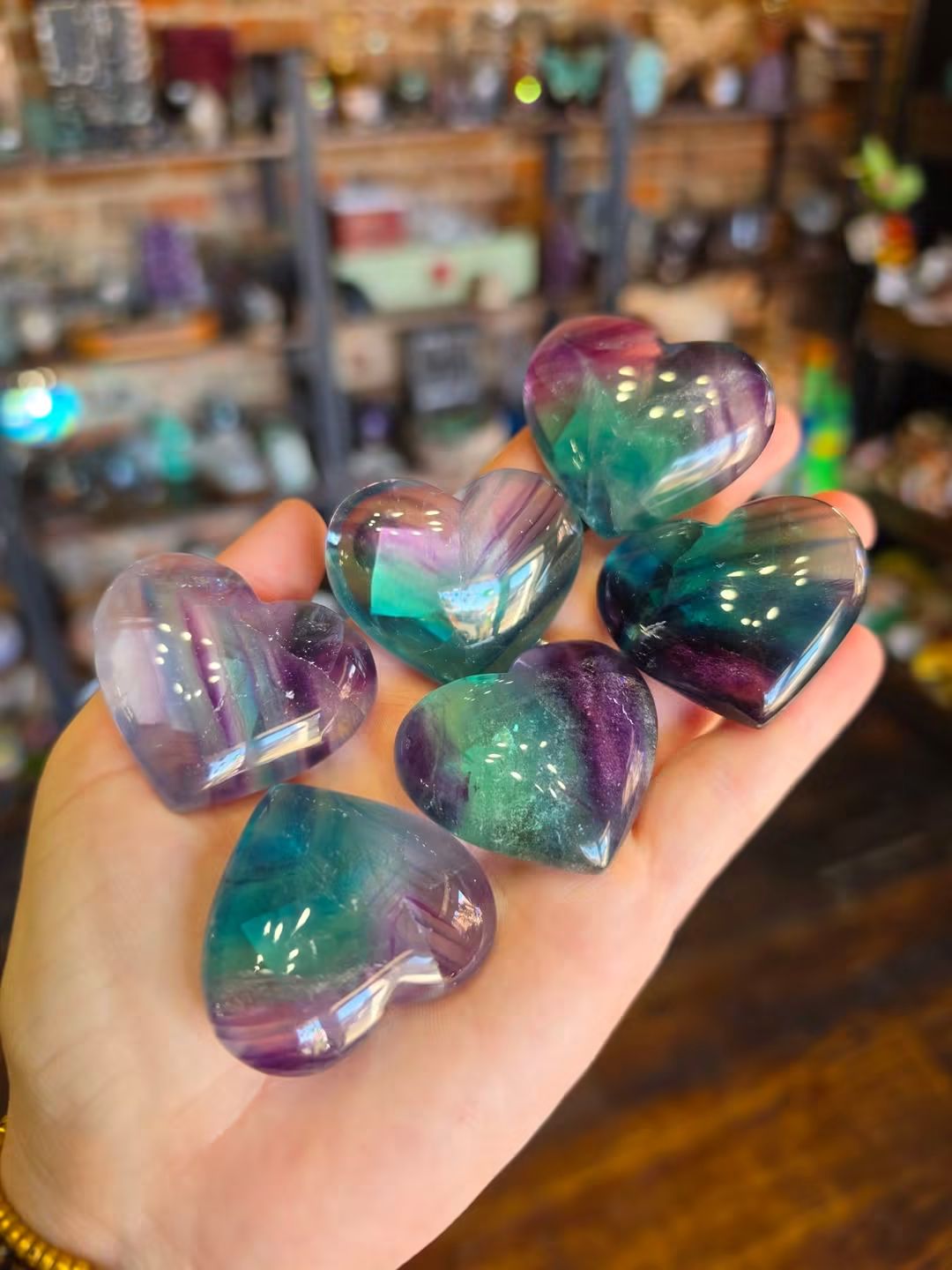 Rainbow Fluorite Hearts