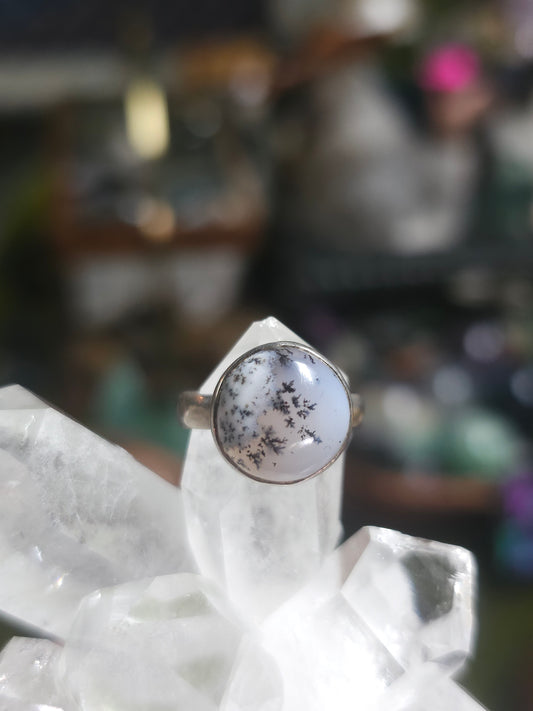 Size 6 Dendritic Opal Ring