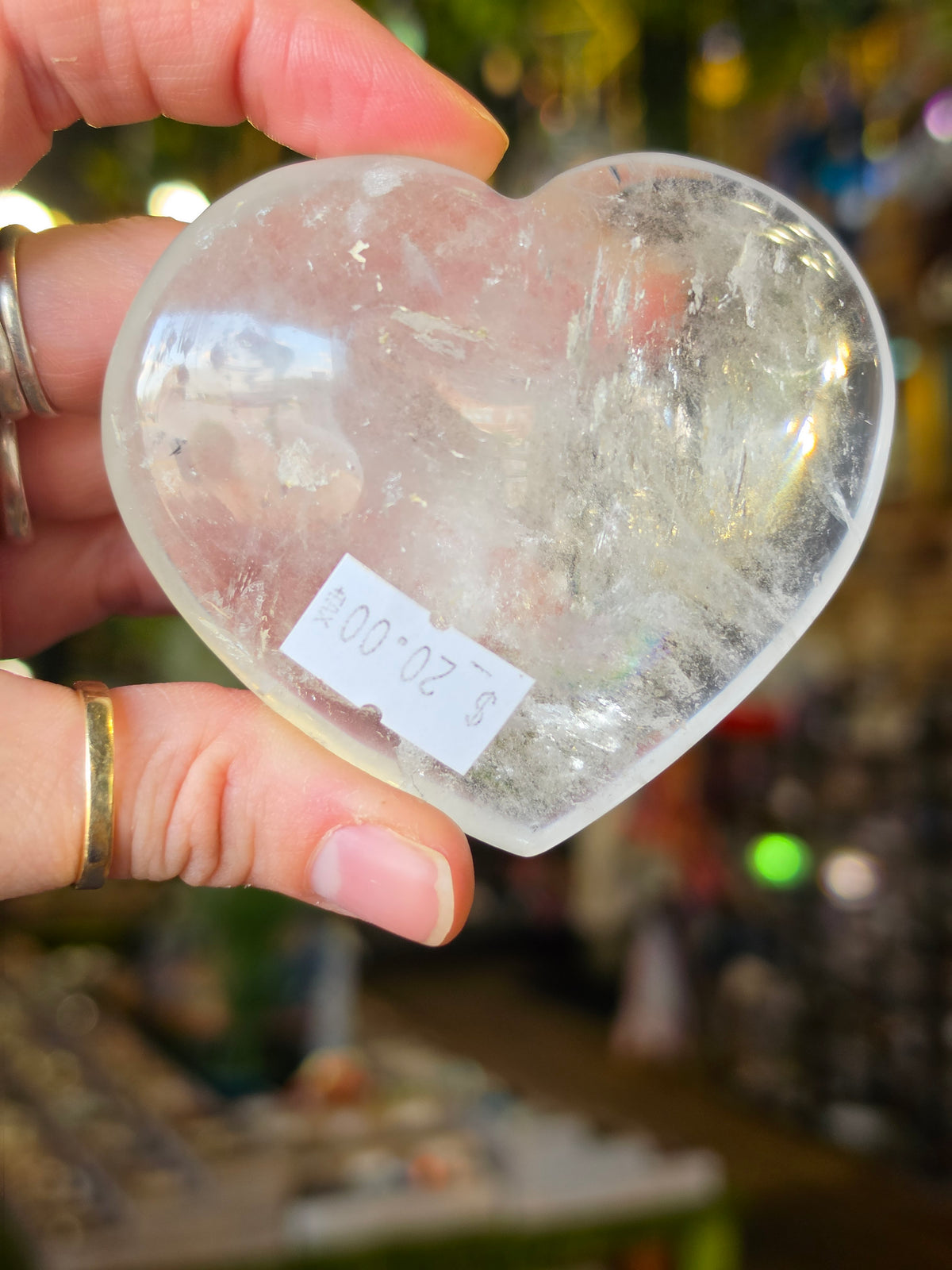 Clear Quartz Heart Carving
