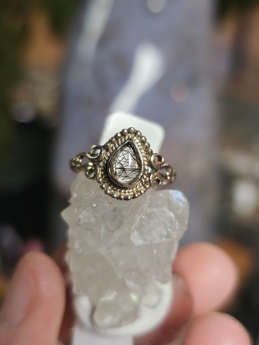 Size 7 Tourmaline in Quartz Ring
