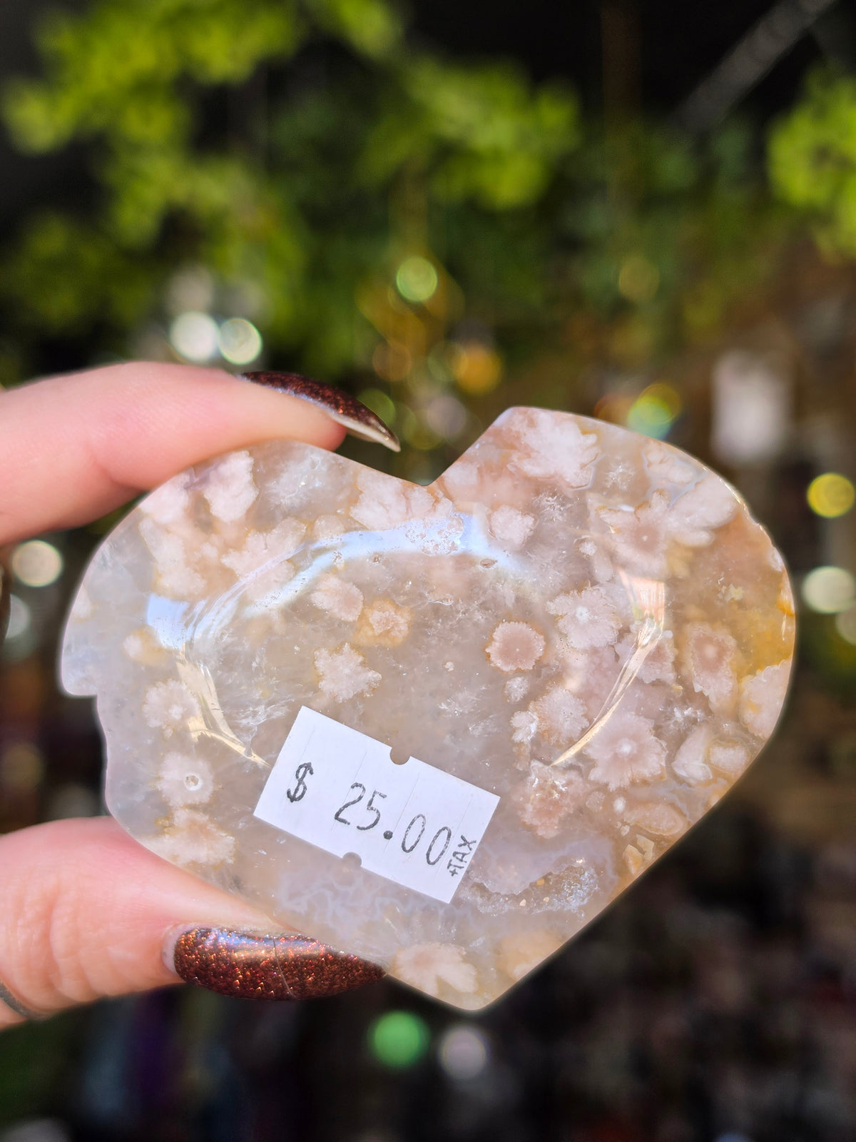 Druzy Flower Agate Heart