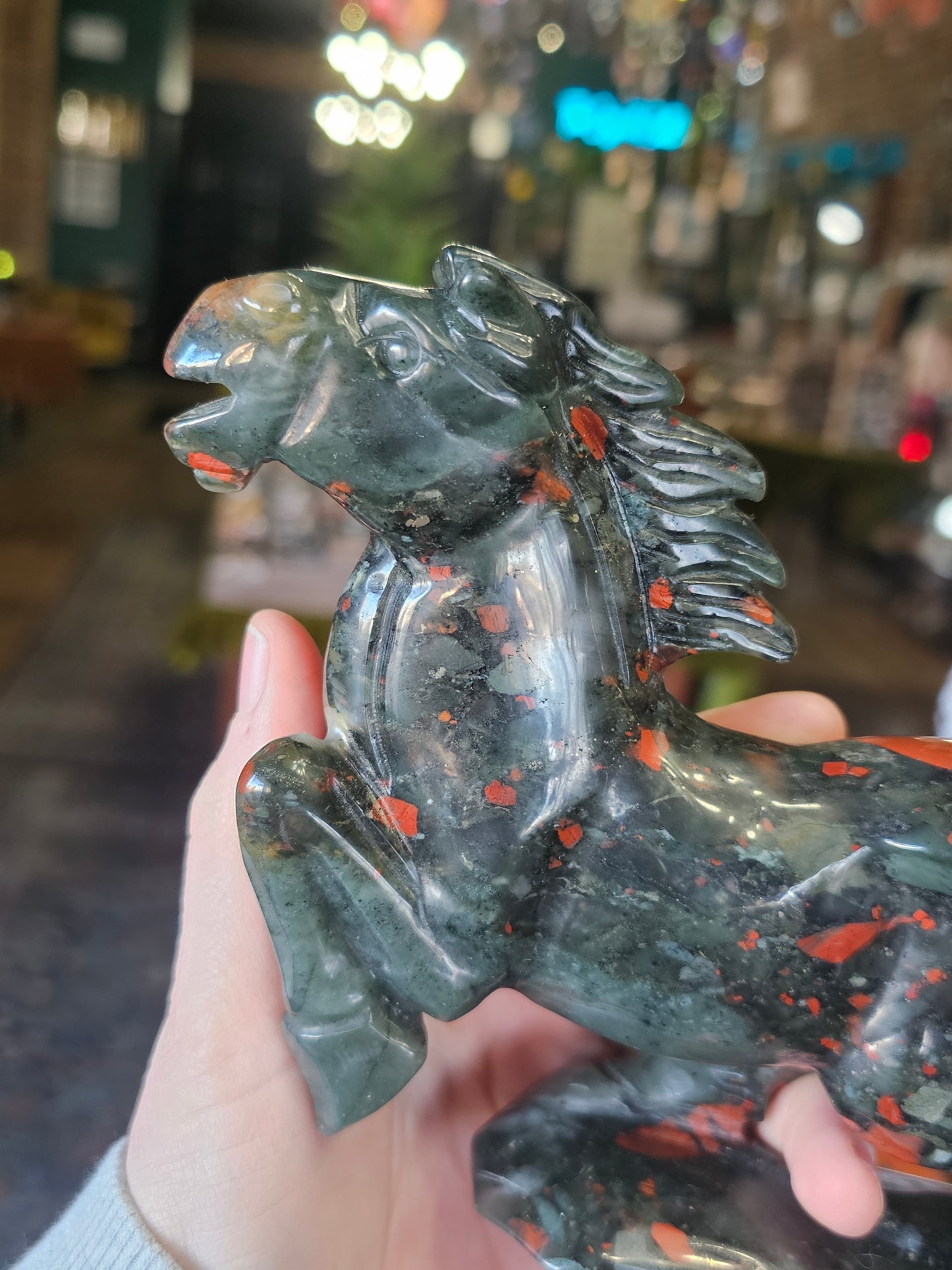 African Bloodstone Horse Carving