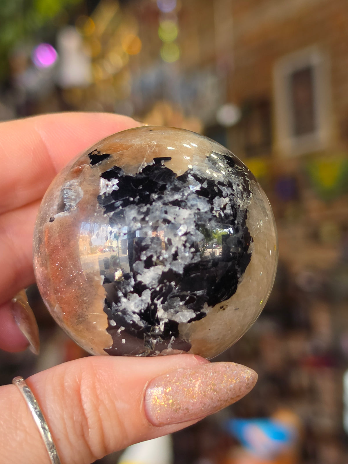 Larvikite and Sunstone Sphere