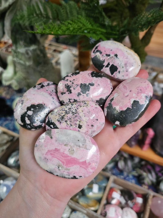 Peruvian Pink Rhodonite Palmstone
