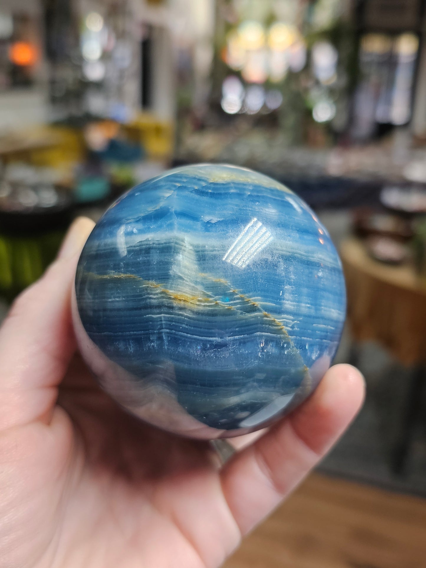 Blue Onyx Sphere ( Calcite)