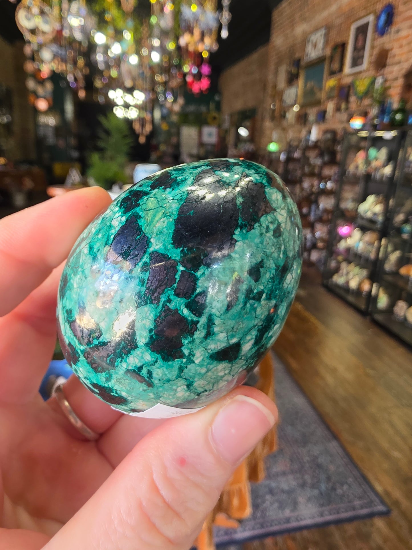 Chrysocolla and Hematite Egg