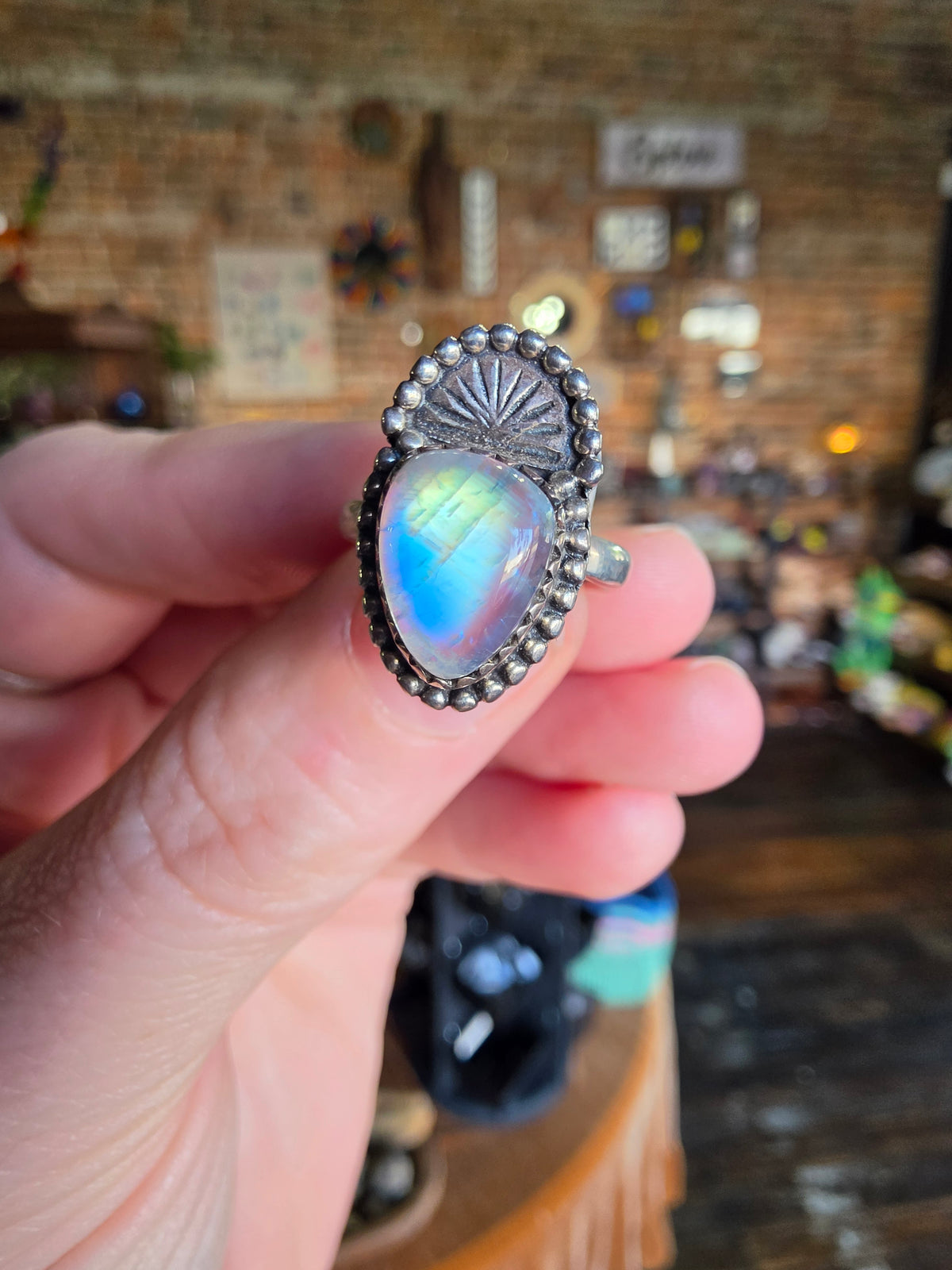 Size 6 Rainbow Moonstone Ring