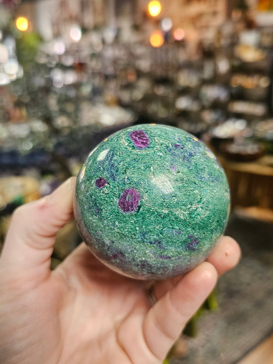 Ruby, Fuchsite, and Kyanite Sphere