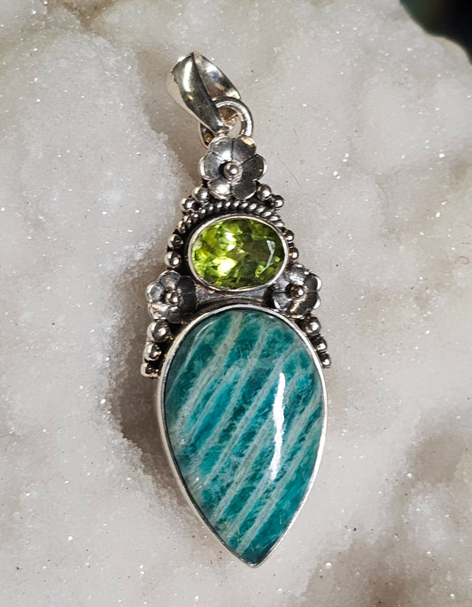 Amazonite & Peridot Pendant