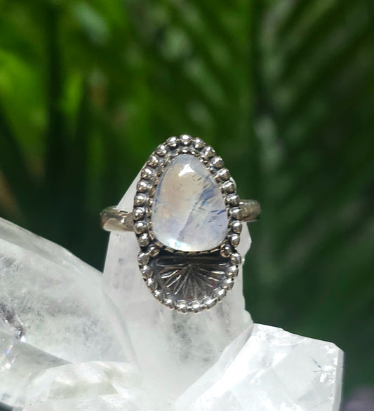 Size 6 Rainbow Moonstone Ring