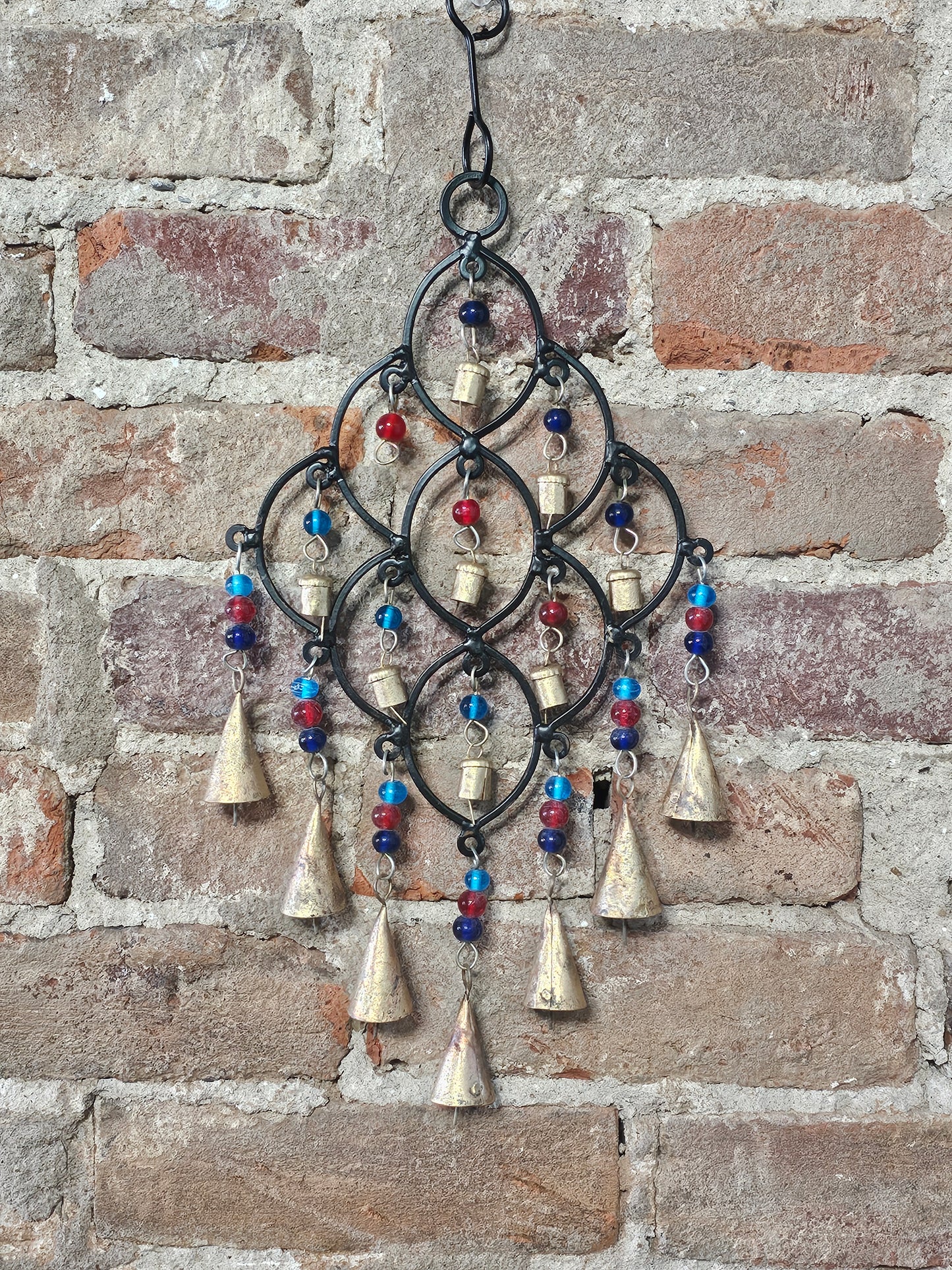 Glass Beads and Brass Bells Windchime