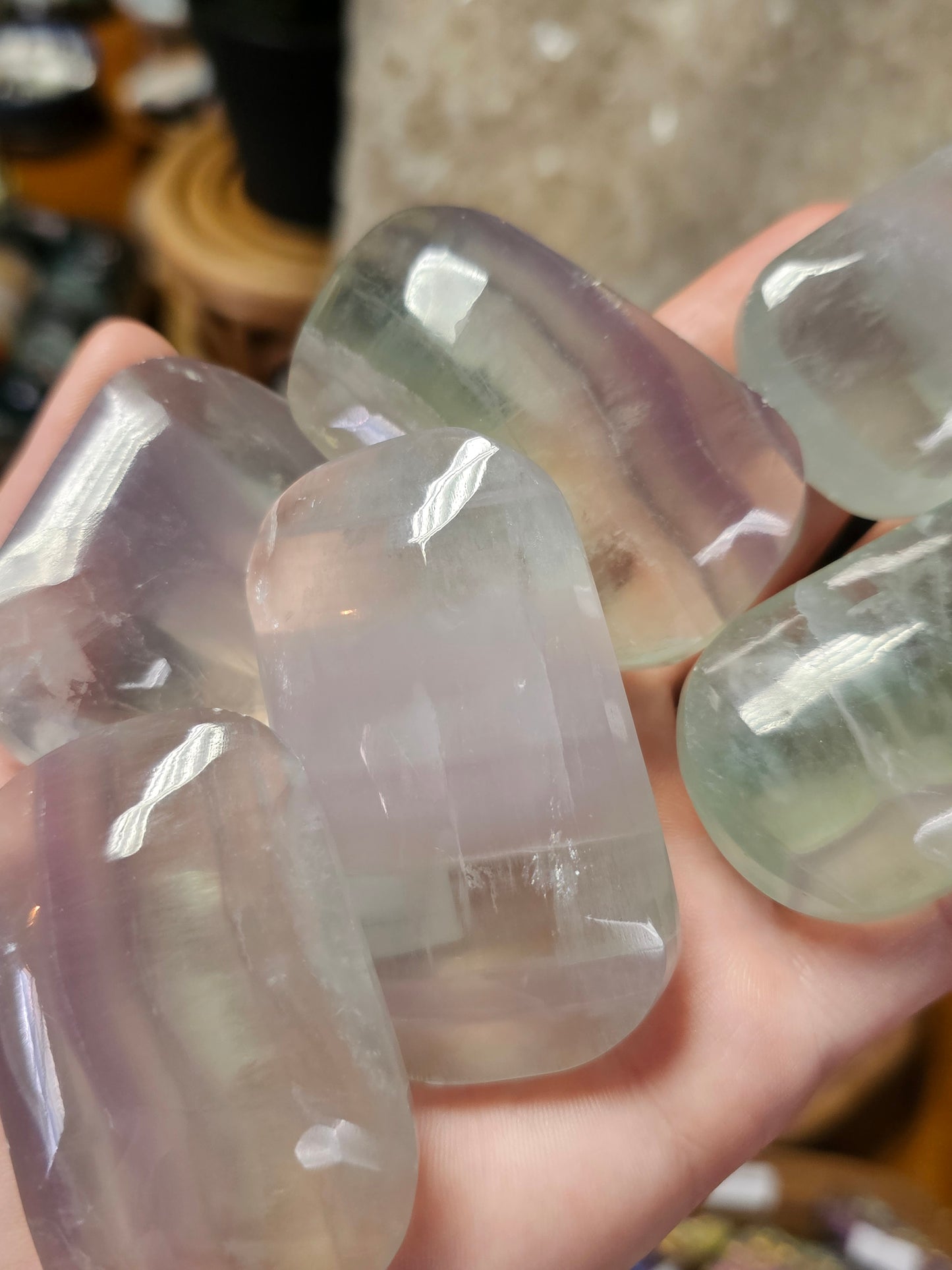 Lavendar Fluorite palms (Yttrium Fluorite)