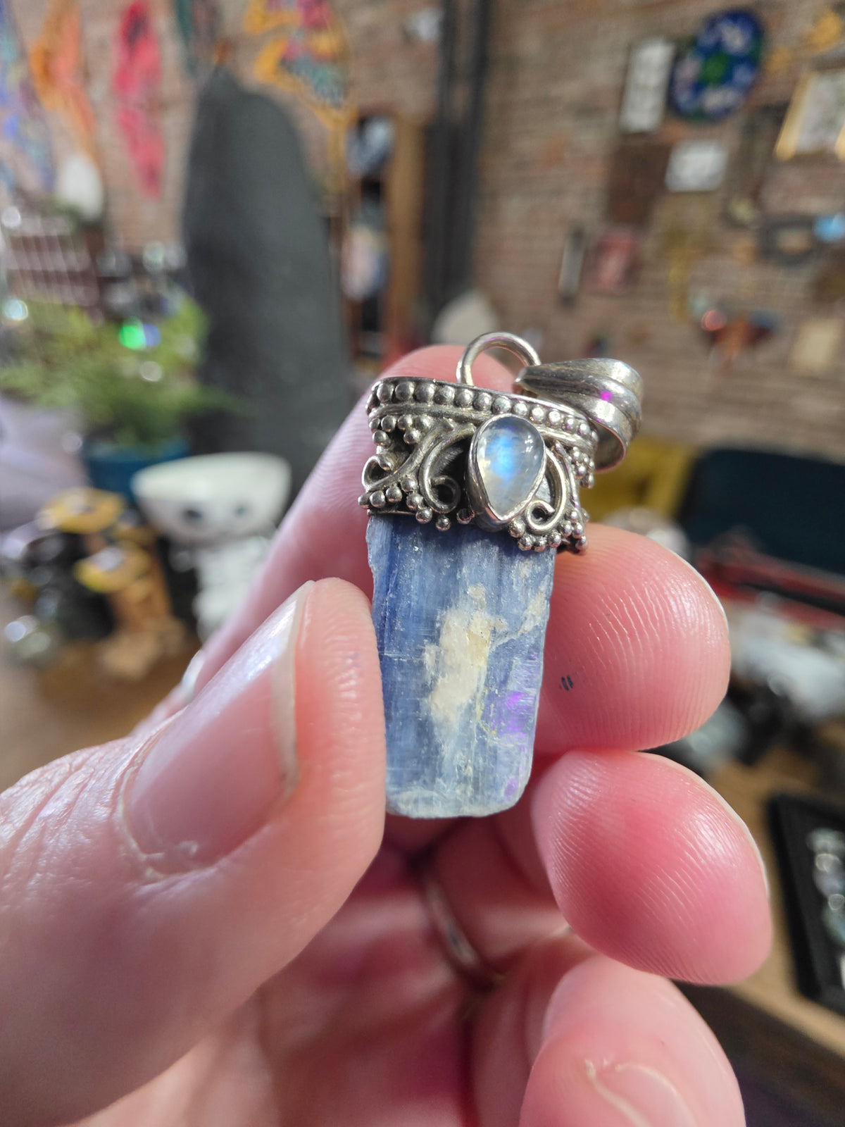 Blue Kyanite & Moonstone Pendant