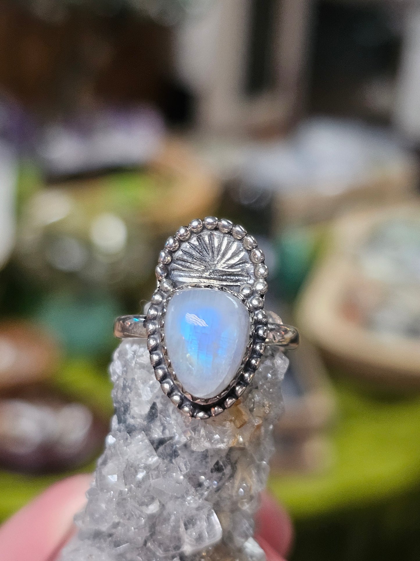 Size 7 Rainbow Moonstone Ring