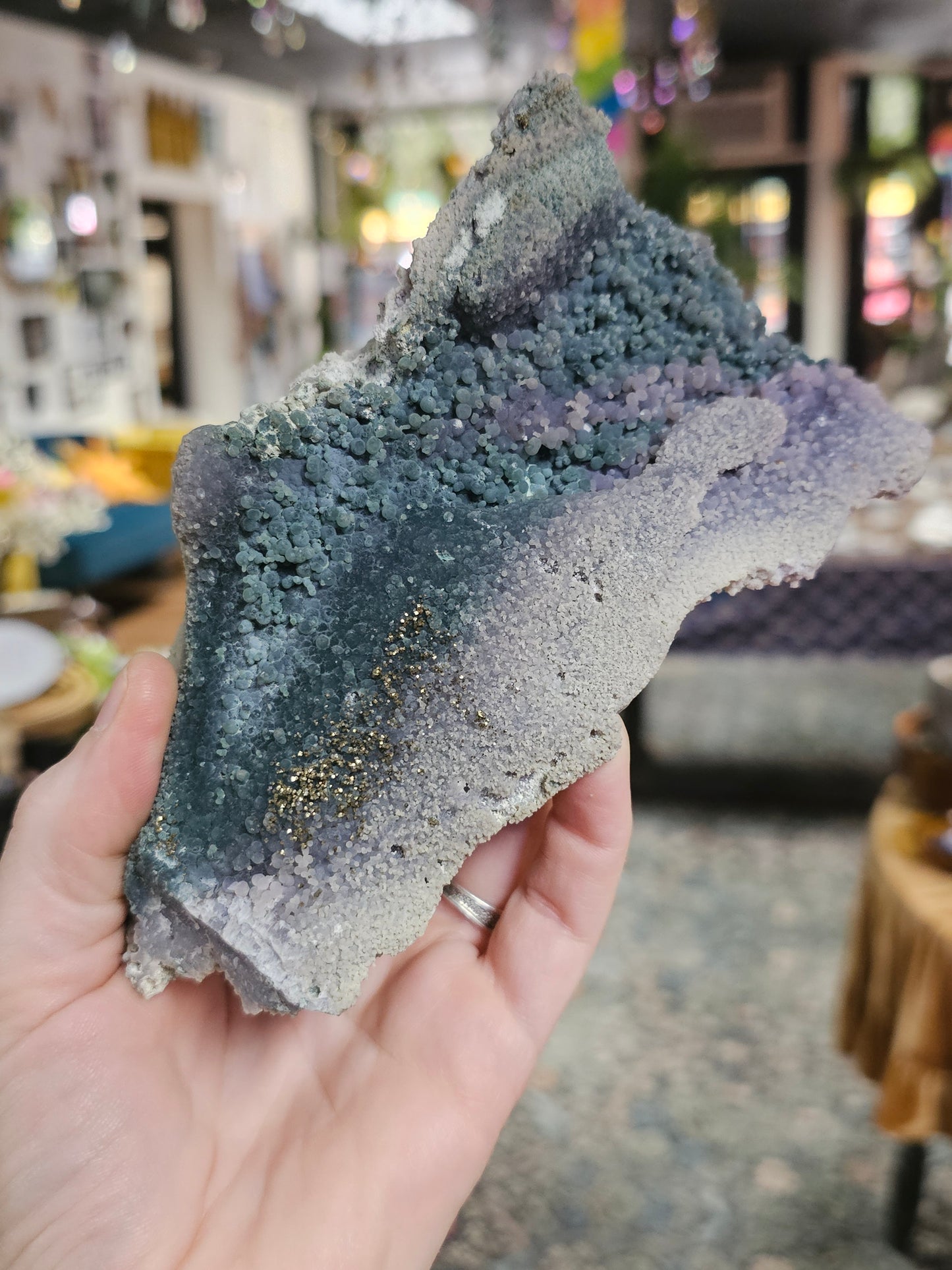 Pyrite on Grape Agate