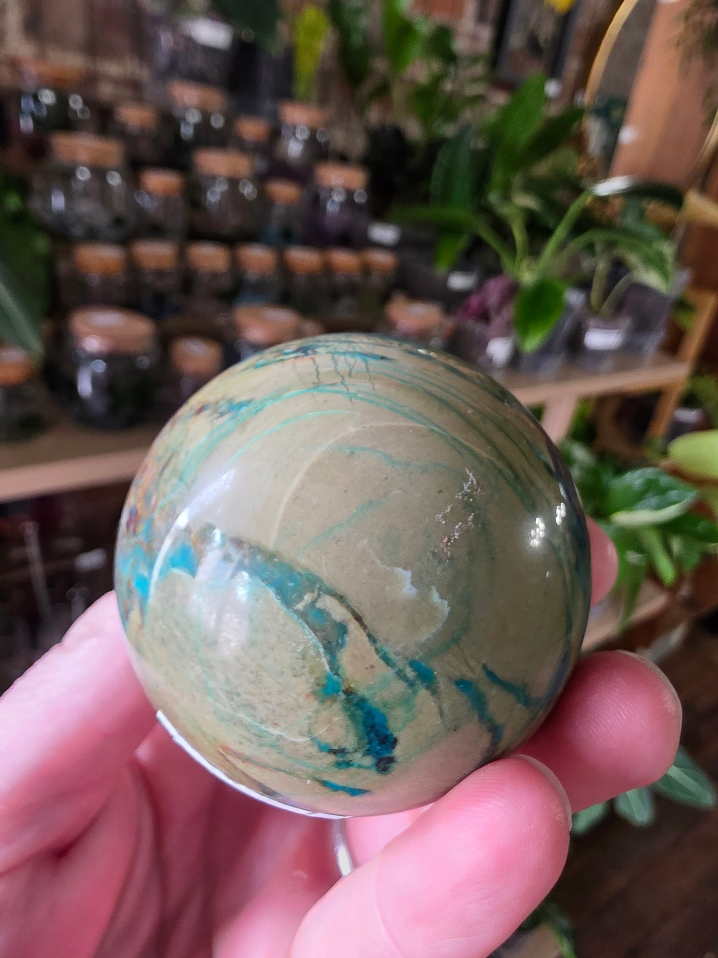 Chrysocolla and Shatuckite Sphere