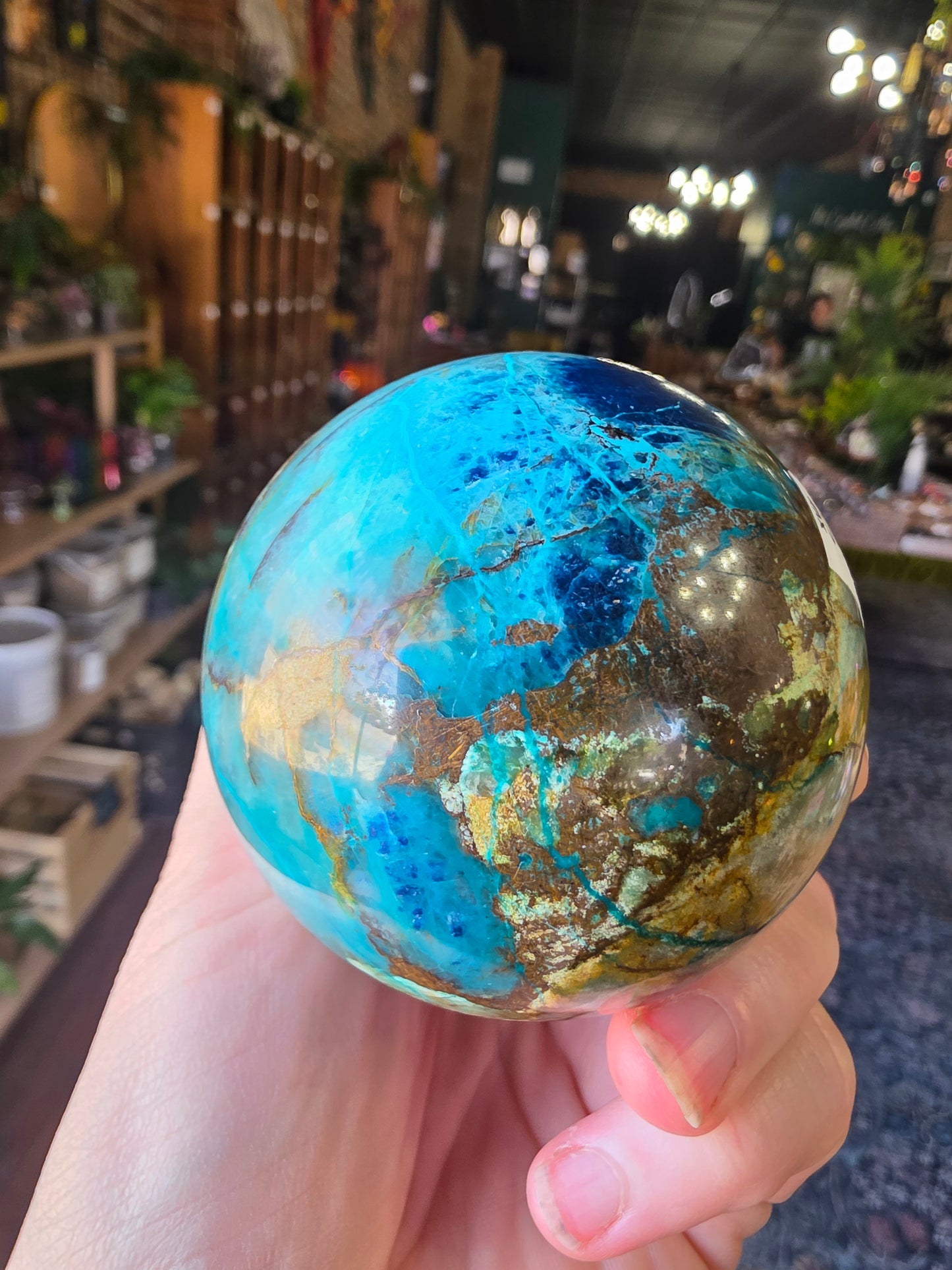 Chrysocolla and Shatuckite Sphere