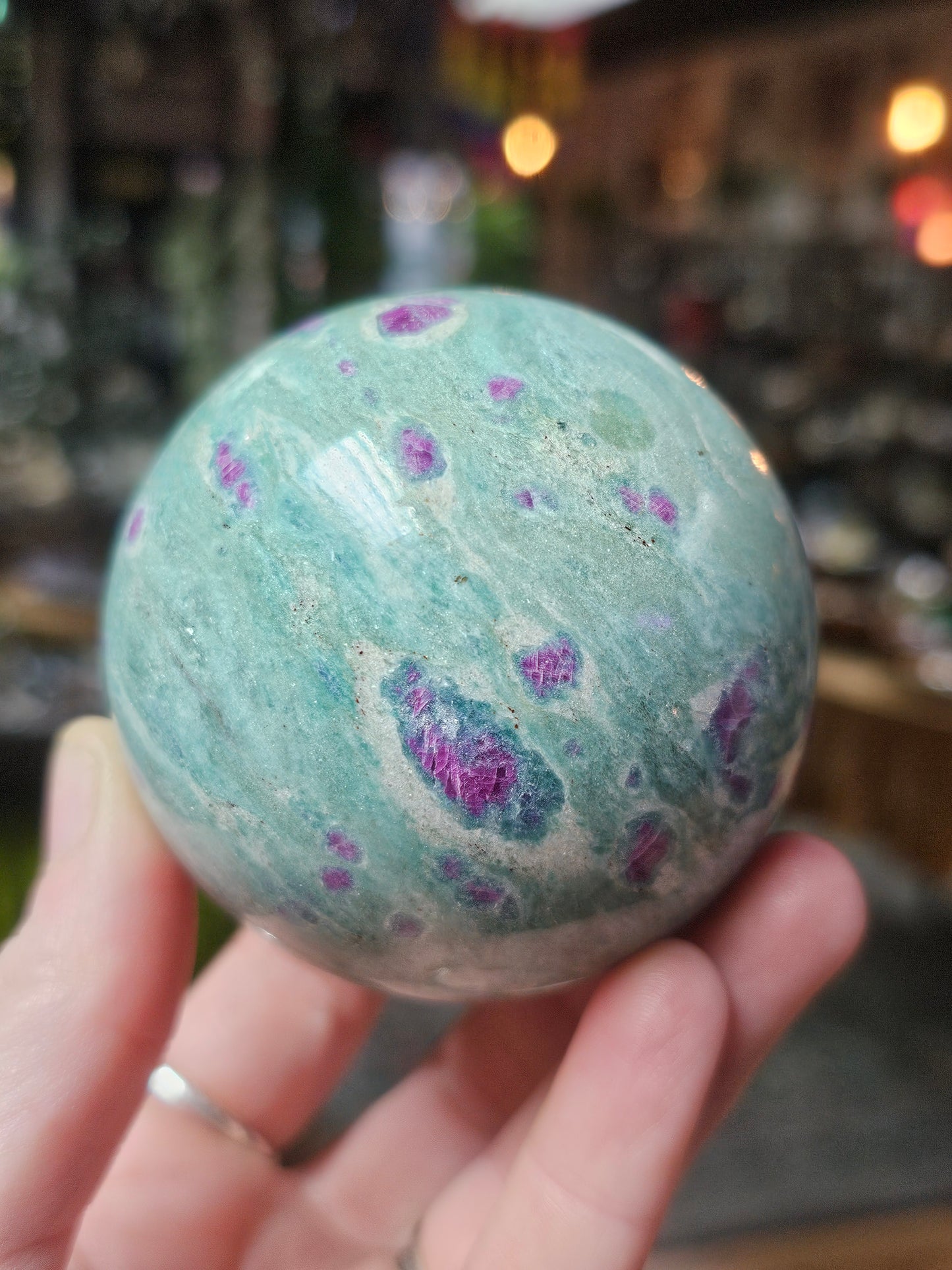 Ruby in Fuchsite Sphere