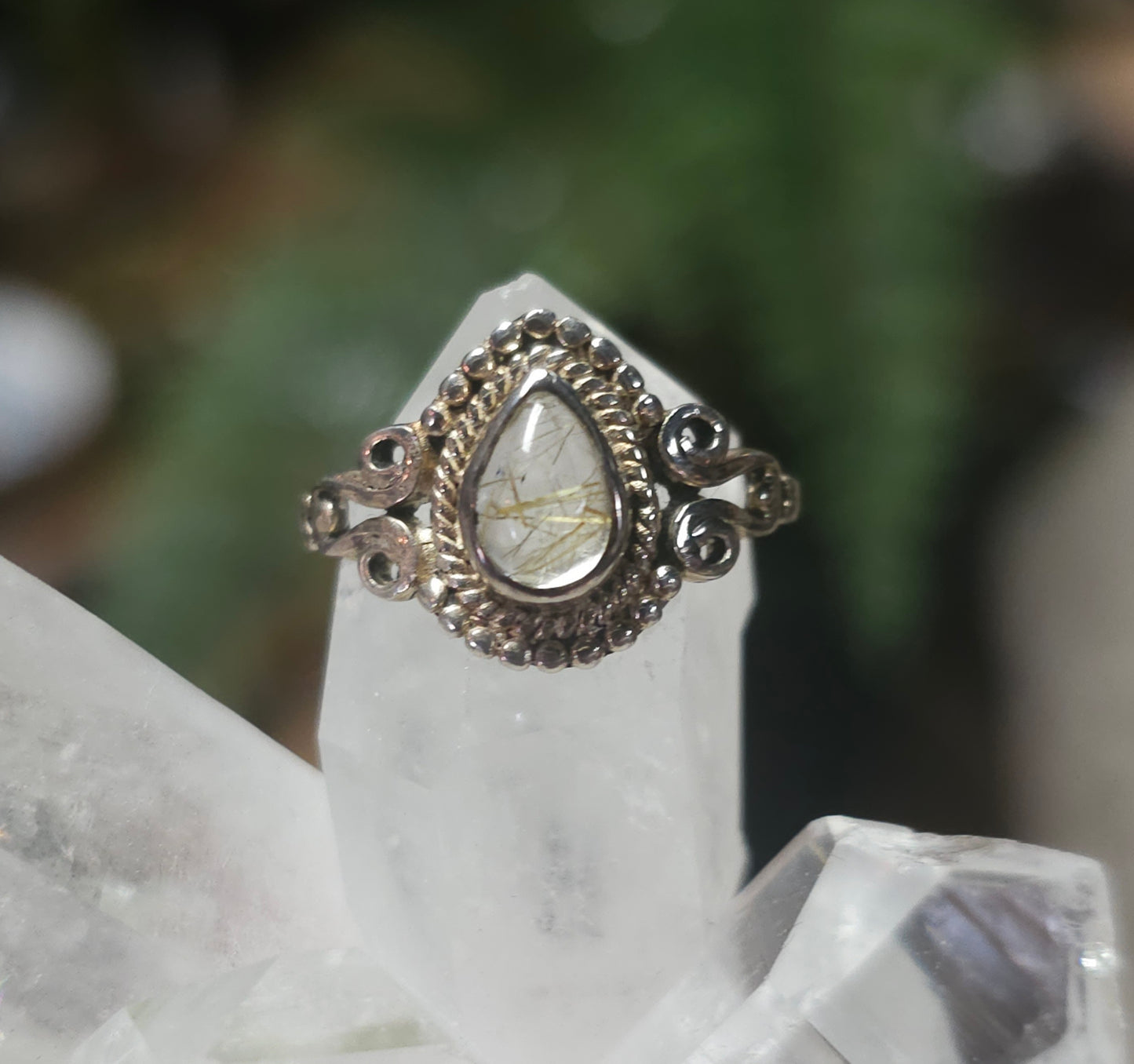 Size 5 Golden Rutile & Quartz Ring