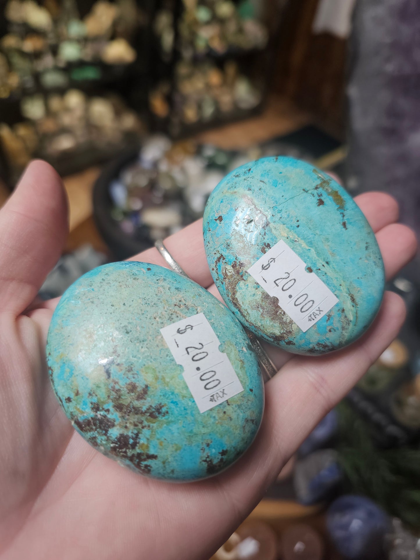 Shattikite & Chrysocolla Palmstone