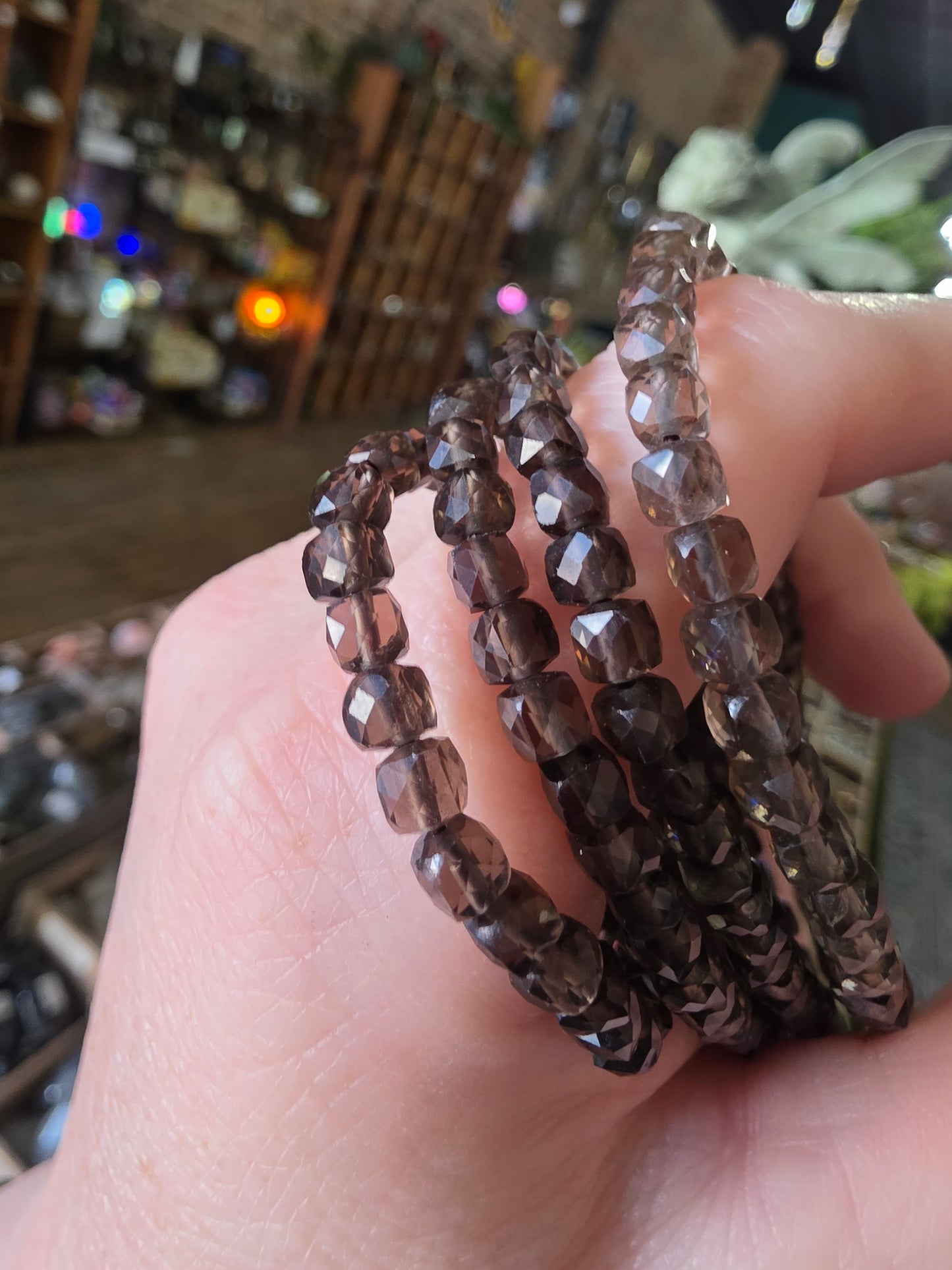 Faceted Smoky Quartz Bead Bracelet