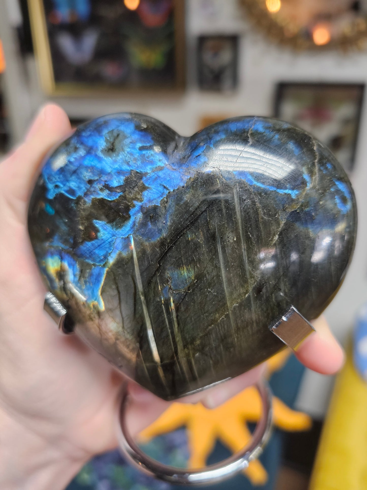 Labradorite Heart With Metal Stand