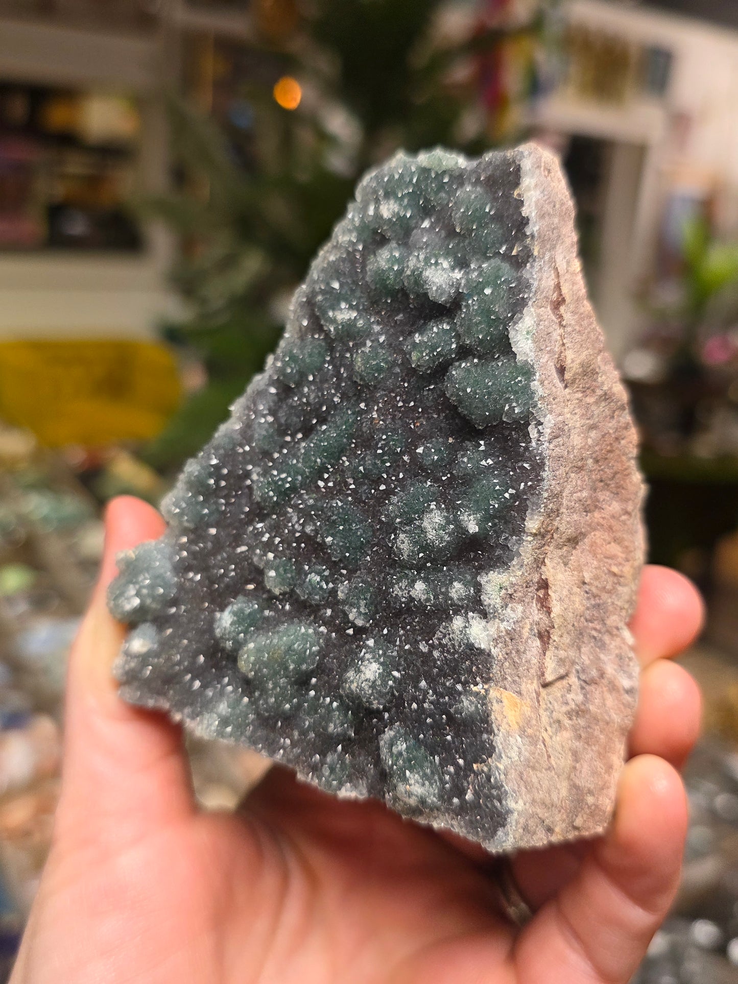 Druzy Quartz on Malachite