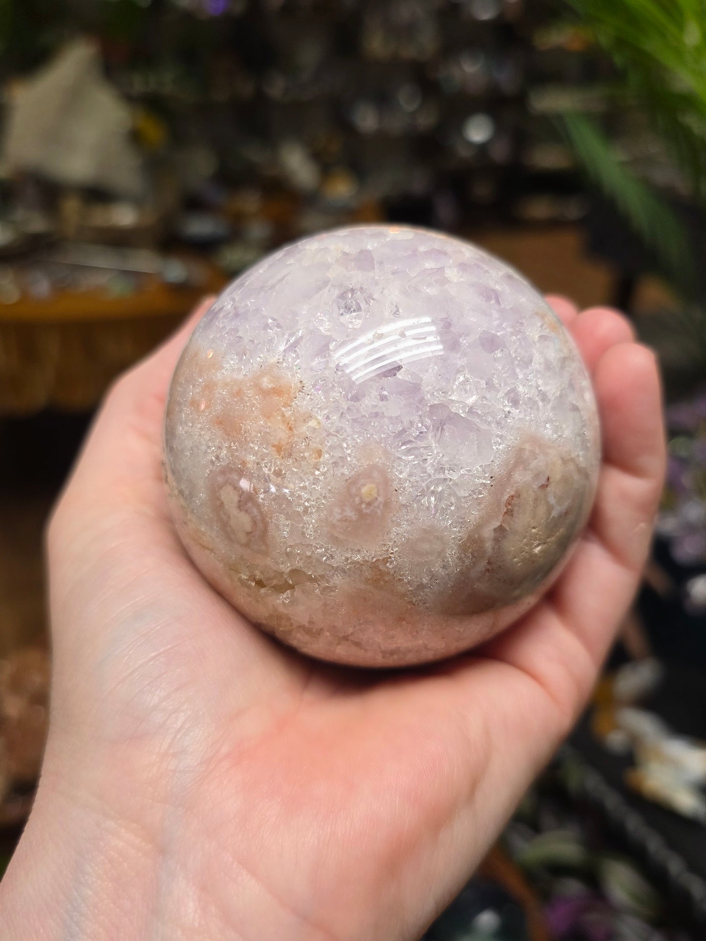 Pink Amethyst Flower Agate Sphere