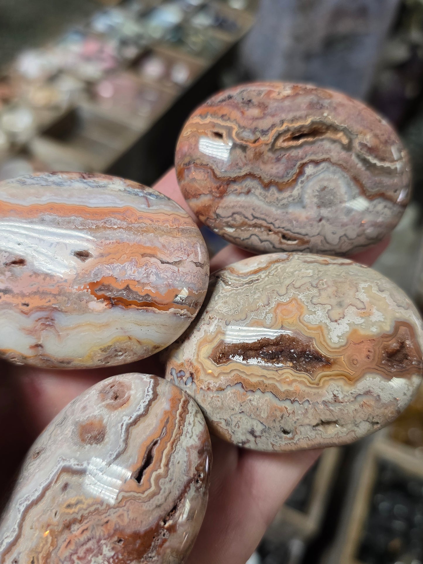 Pink Java Lace Agate Palmstone