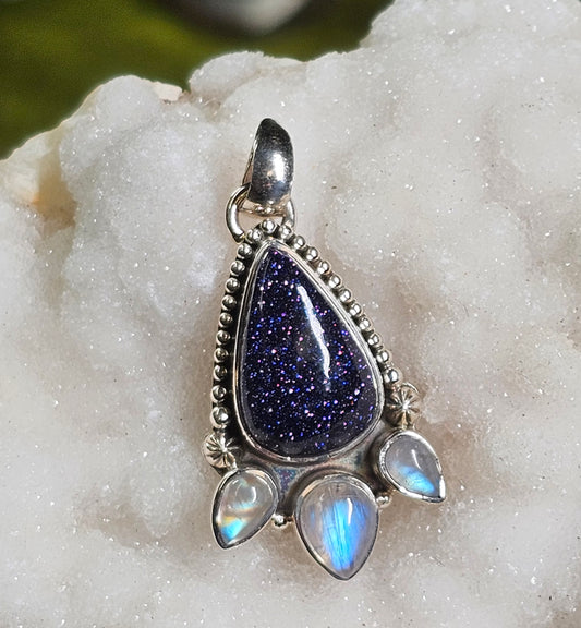Goldstone and Moonstone Pendant