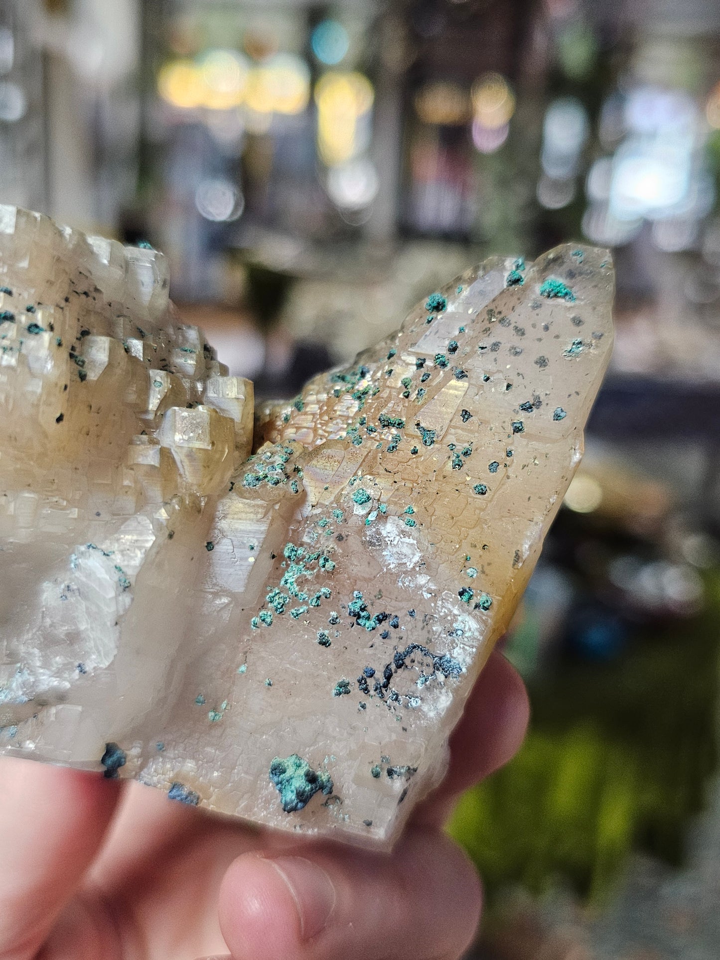 Malachite on Calcite