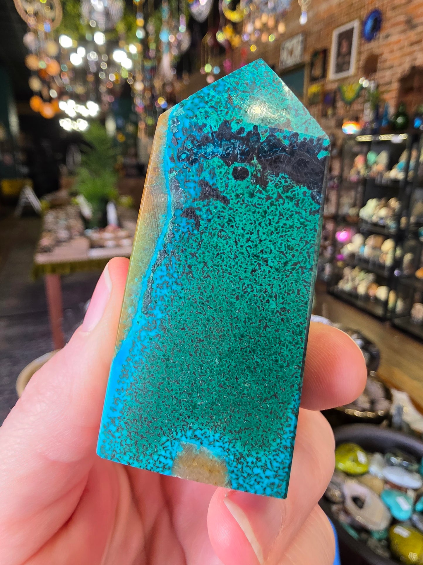 Malachite, Chrysocolla, Quartzite Point