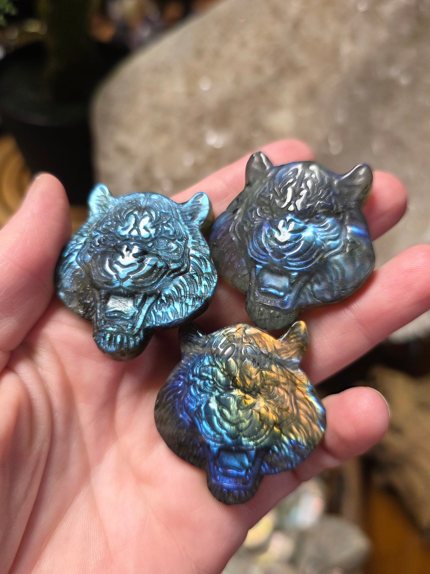 Labradorite Tiger Carving