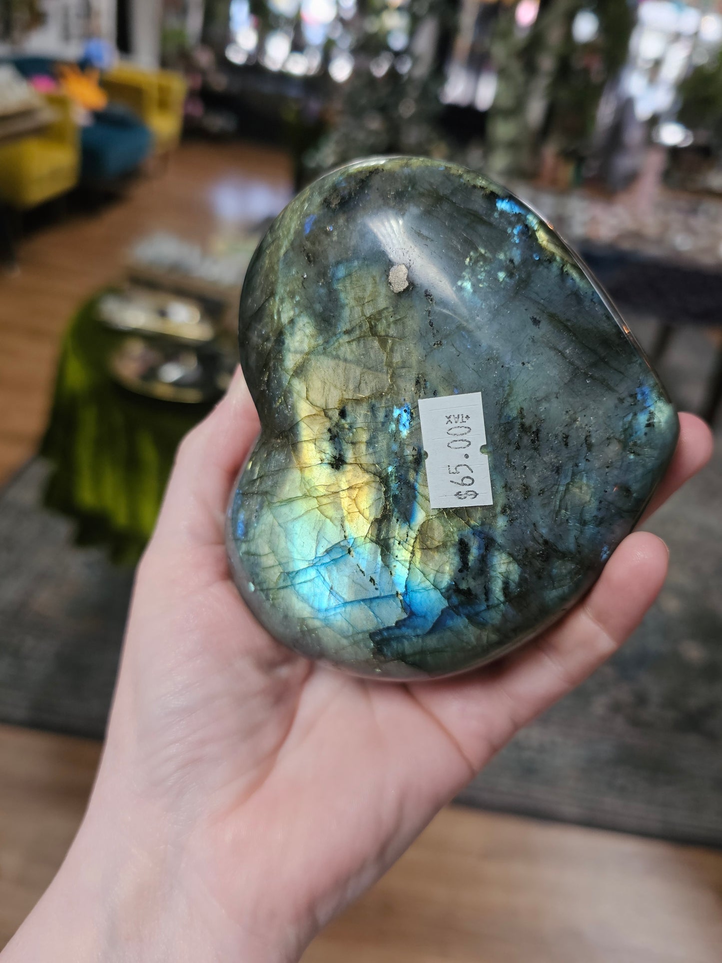 Labradorite Heart on Metal Stand