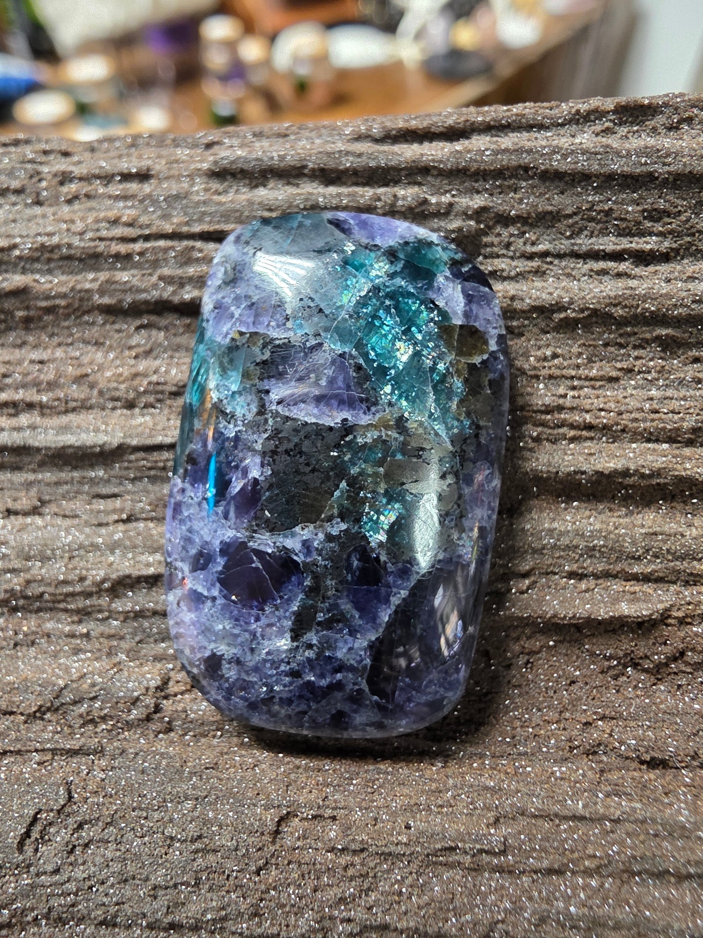 Iolite and Apatite Cabochon