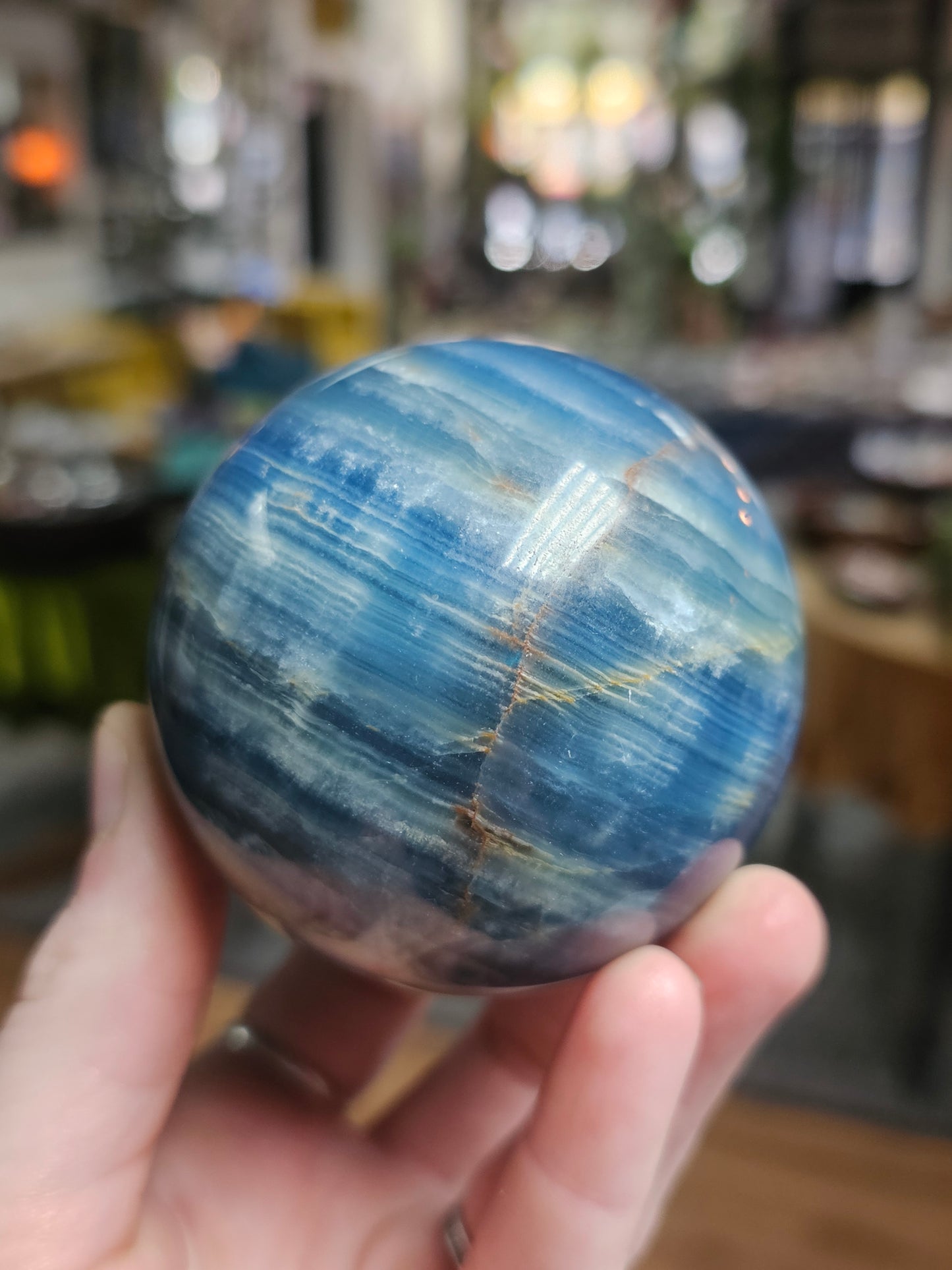 Blue Onyx Sphere ( Calcite)