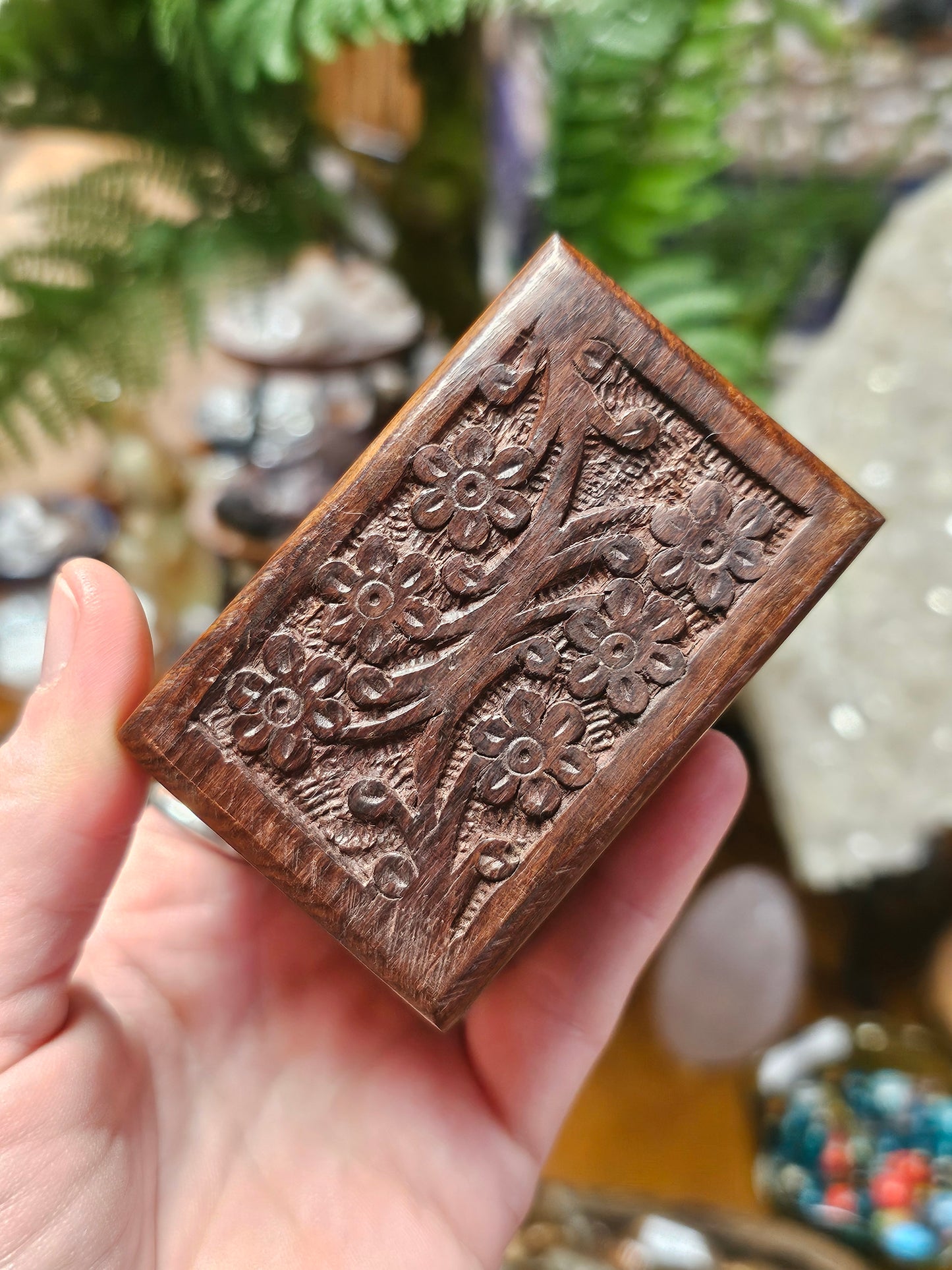 Carved Wooden Trinket Box.