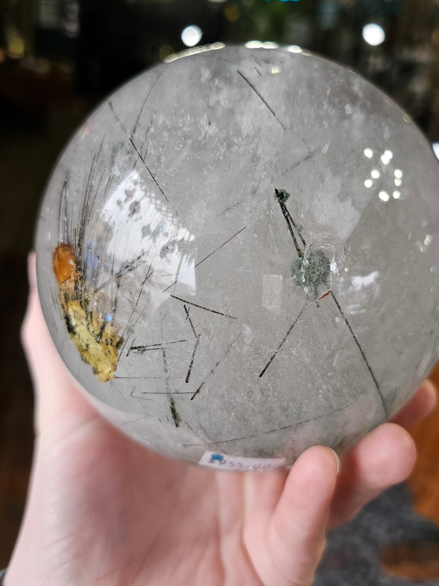 XL Chlorite on Black Tourmaline in Quartz Sphere