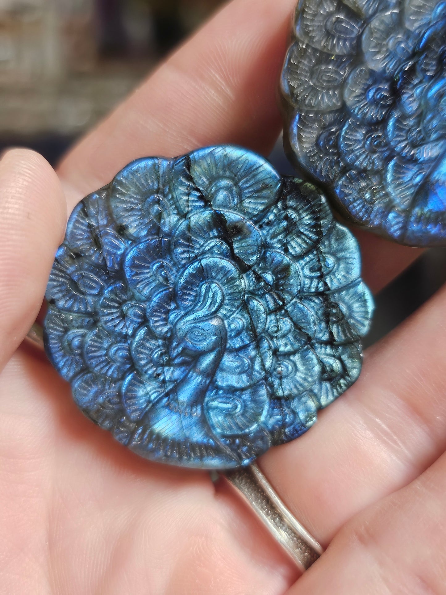 Labradorite Peacock Carving