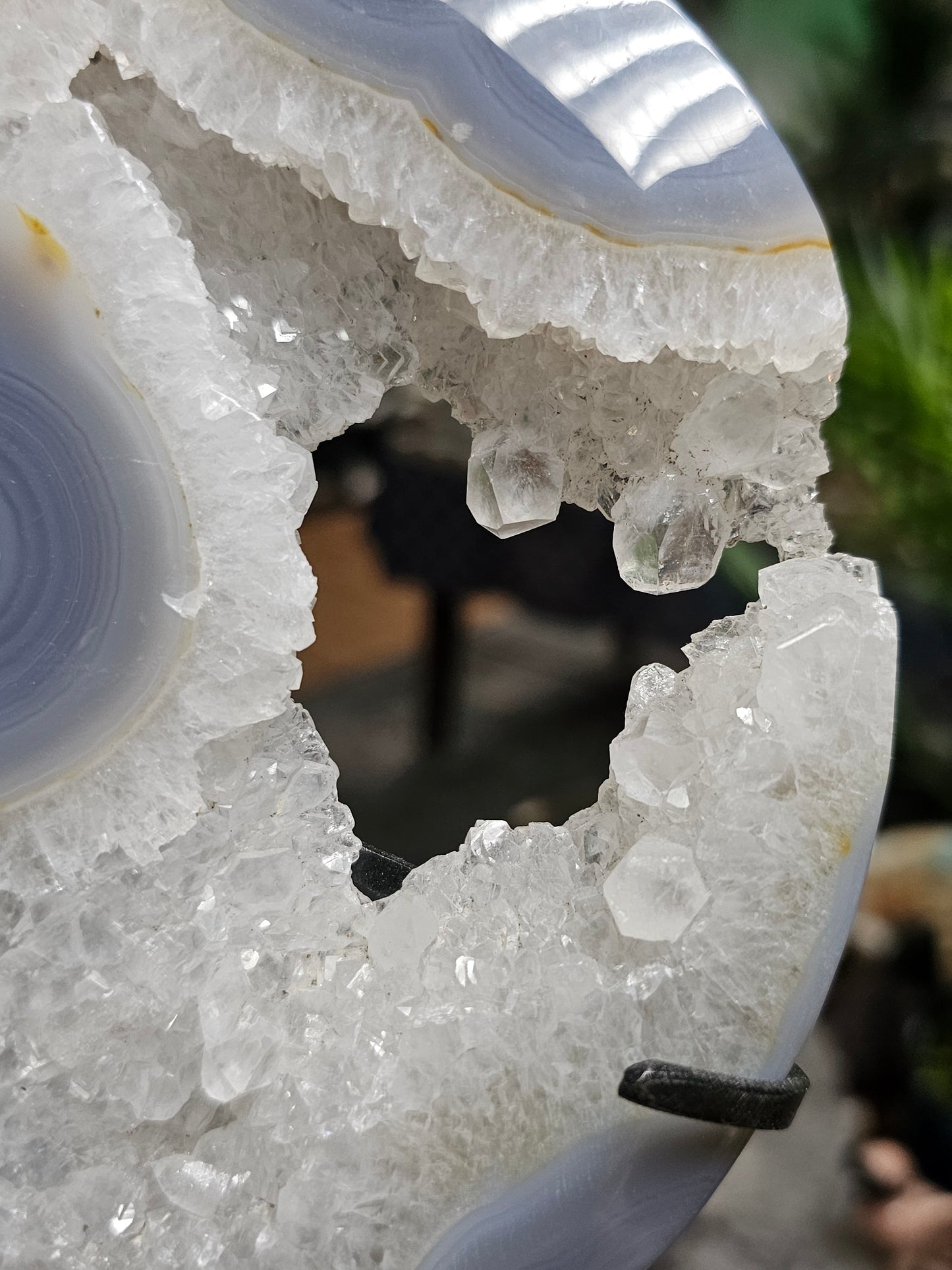 Druzy Agate Moon Carving w/ stand