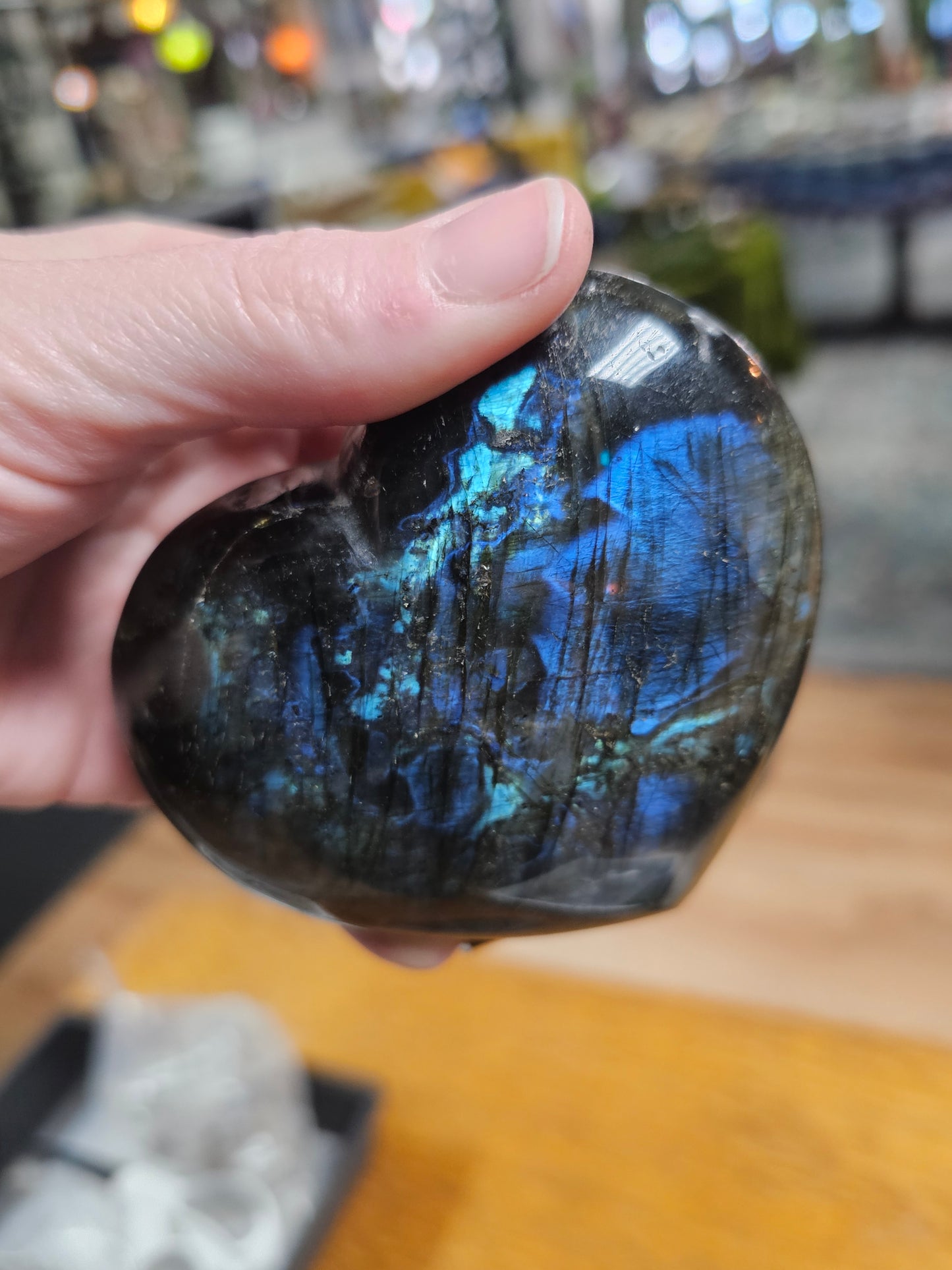 Labradorite Heart with Metal stand